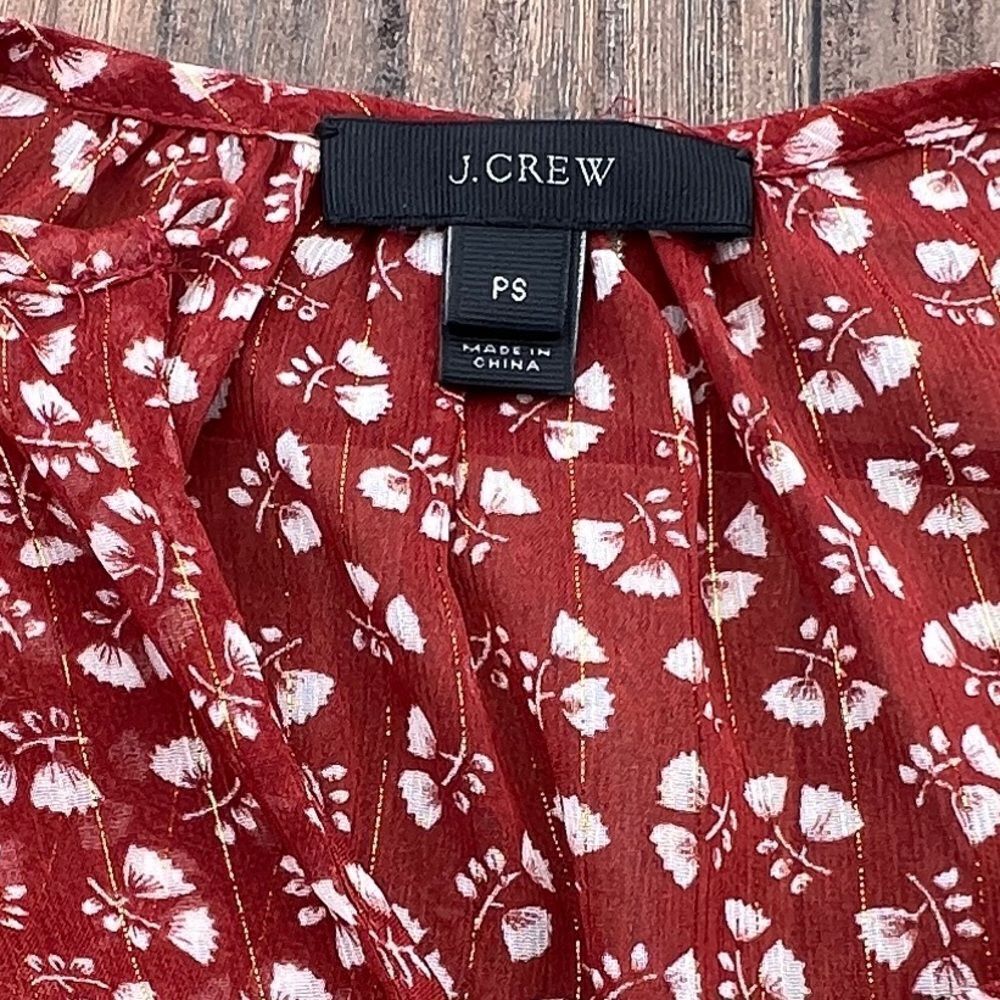 J. Crew Floral Blouse | Size: Small PETITE | Color: Red - Picture 2 of 5